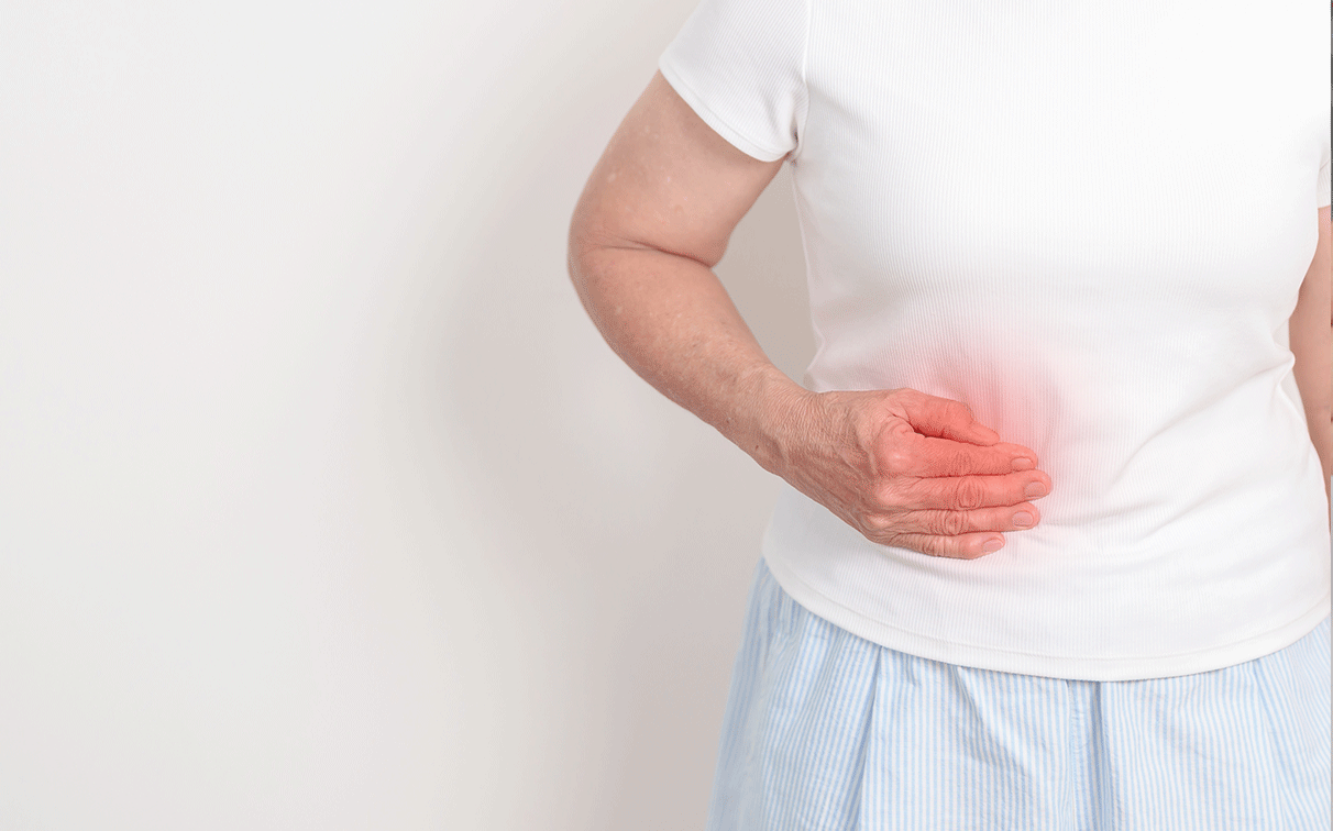 A patient experiencing pain in the pancreas