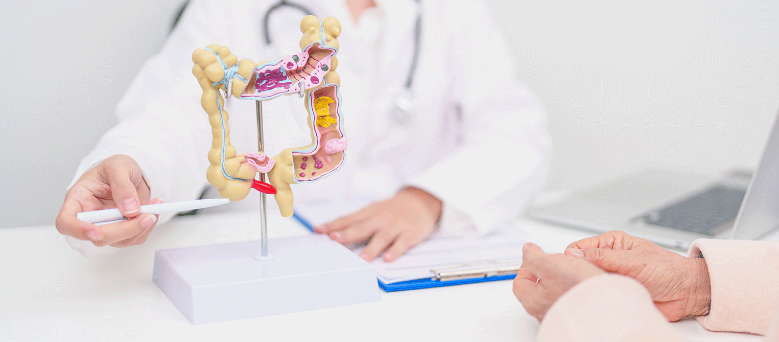 A colorectal specialist providing a consultation